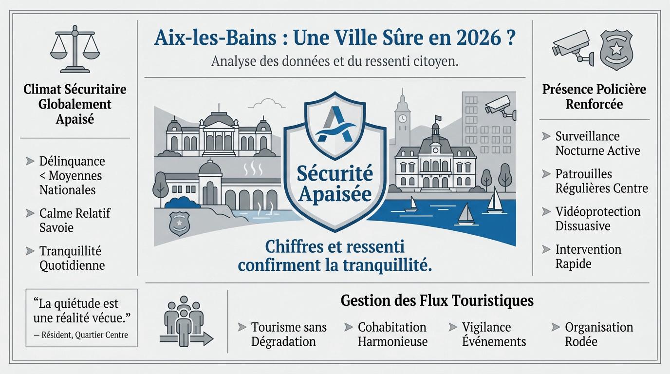 Vue paisible d'Aix-les-Bains illustrant la sécurité urbaine