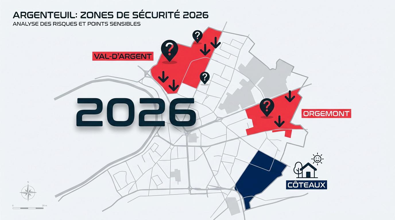 Carte des zones de sécurité et quartiers sensibles à Argenteuil en 2026