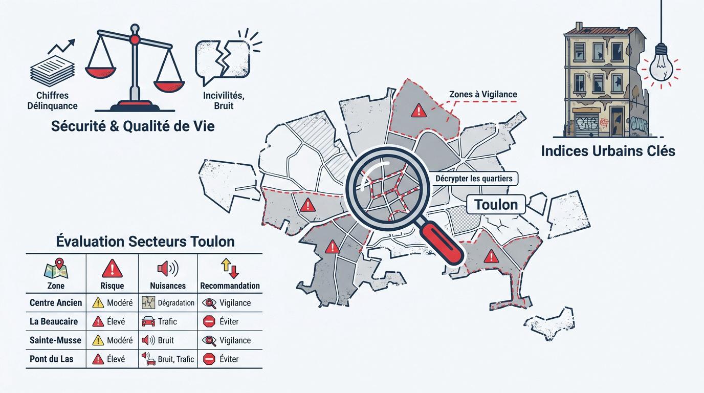 Carte des zones de vigilance et quartiers à risque à Toulon