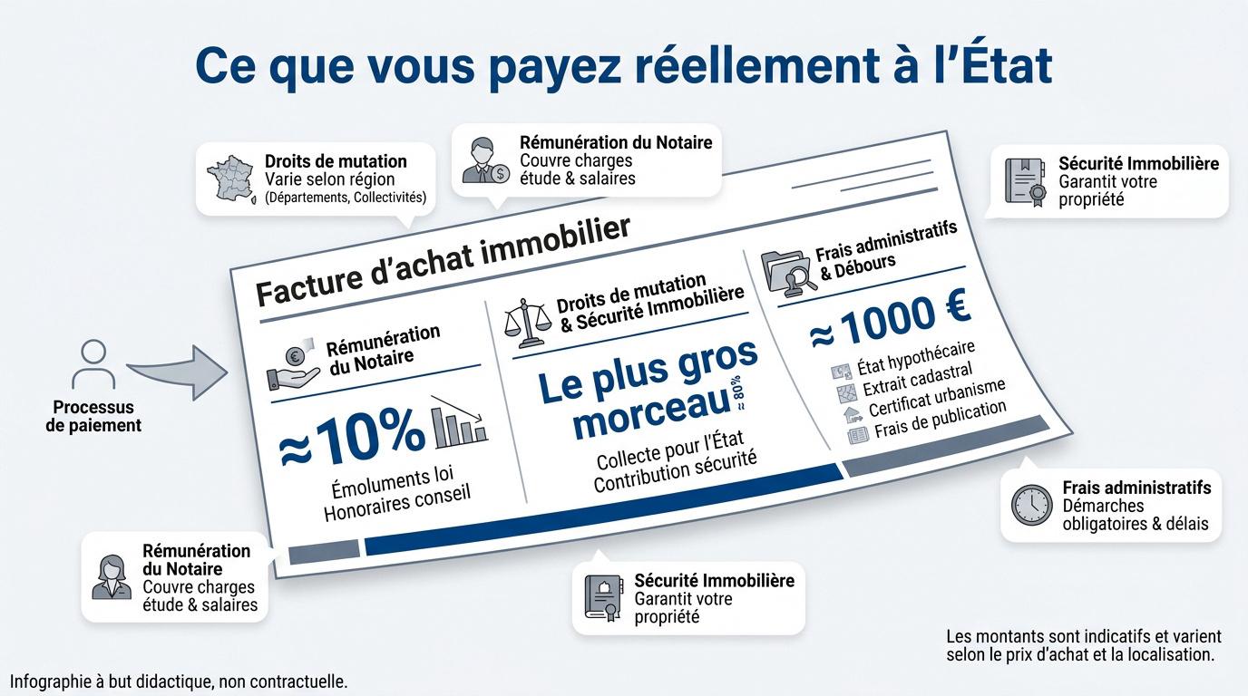 Détail des taxes et frais de notaire pour un achat immobilier
