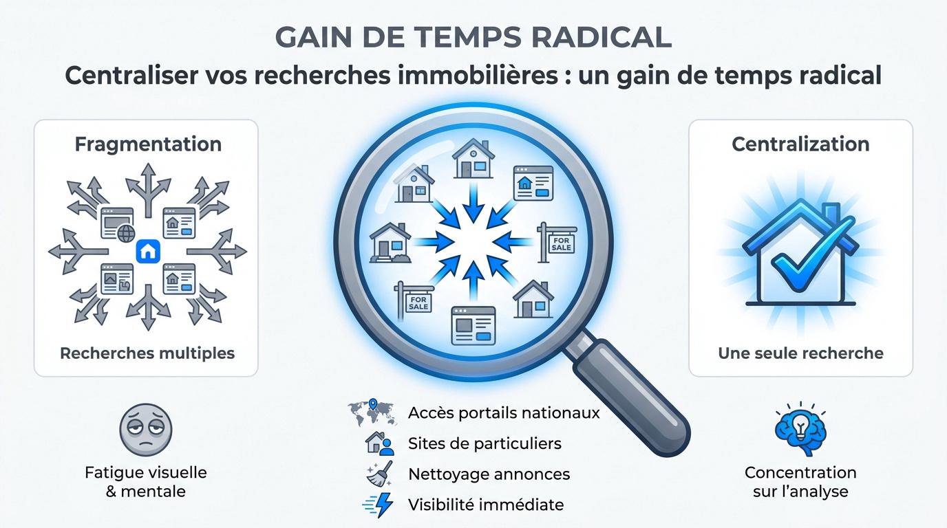 Interface de centralisation des annonces immobilières pour gagner du temps
