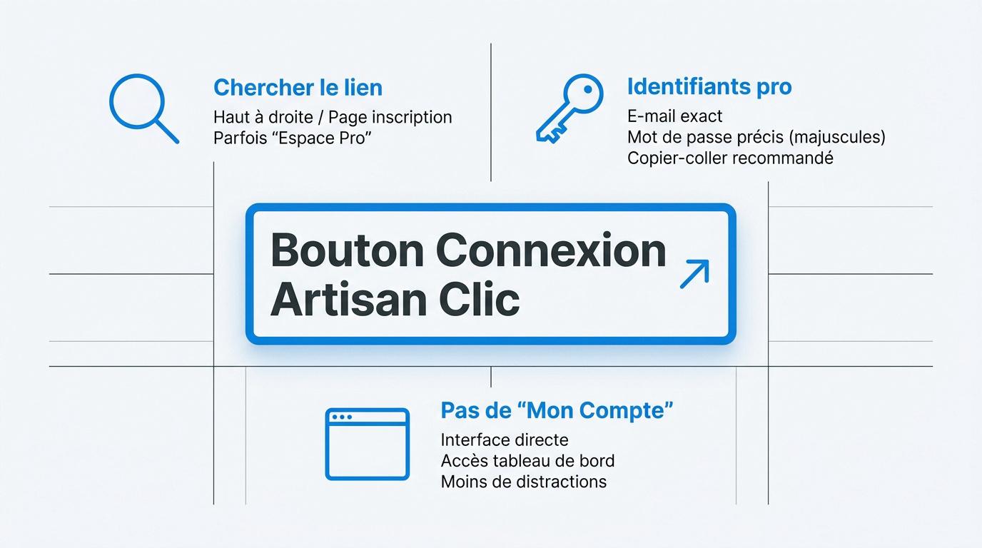 Interface de connexion pour les artisans professionnels sur la plateforme en ligne