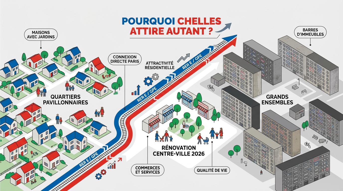 Contrastes urbains entre zones pavillonnaires et immeubles à Chelles
