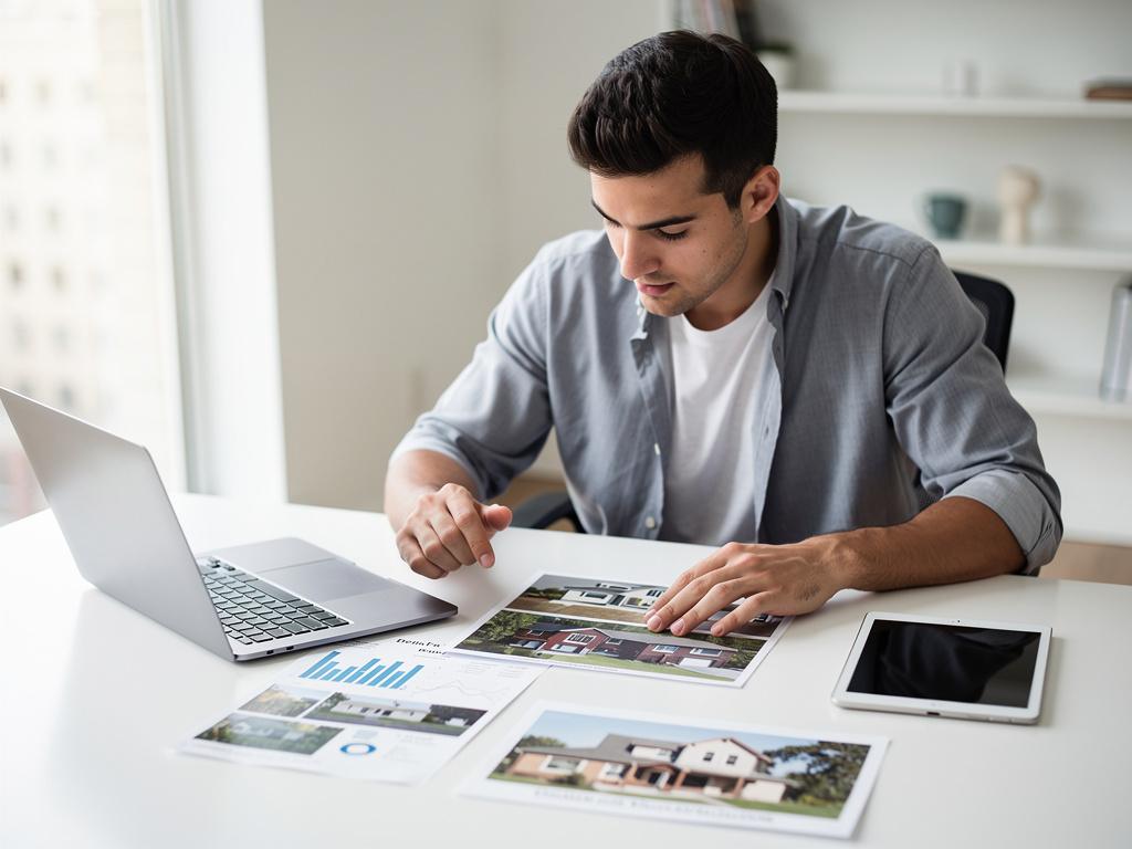 Investisseur immobilier débutant analysant des biens locatifs