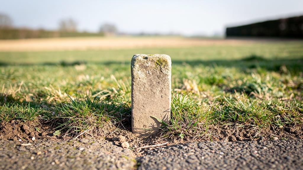 Borne cadastrale plantée en limite de propriété
