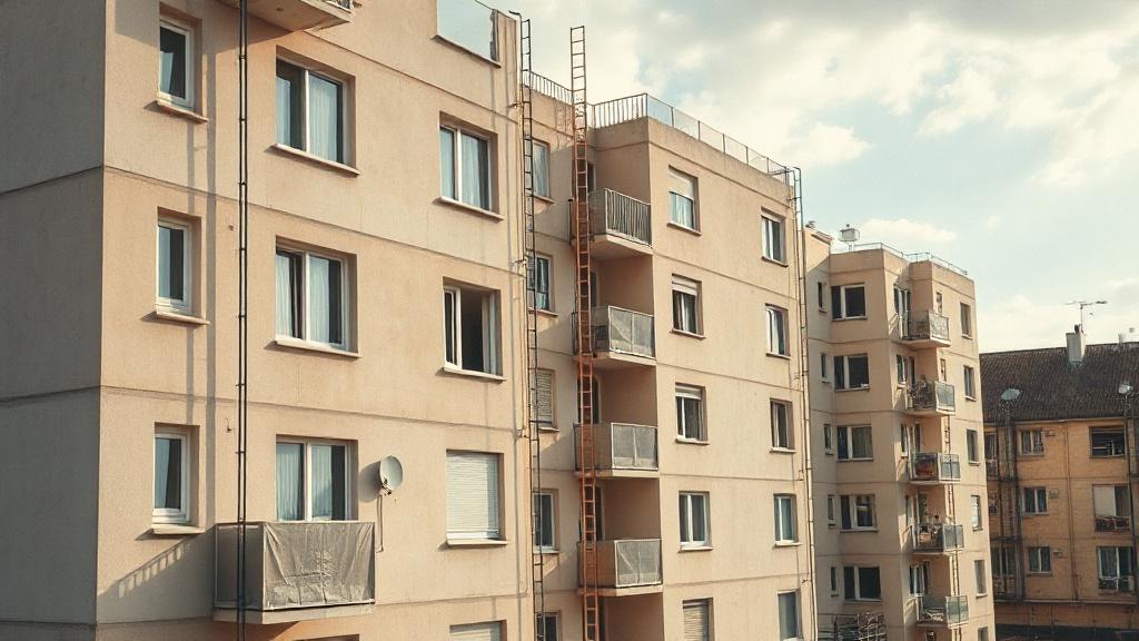 Travaux de ravalement sur un immeuble résidentiel