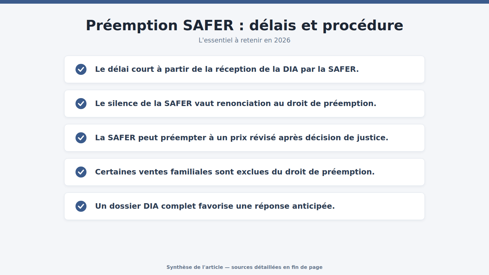 Préemption SAFER : délais et procédure : l'essentiel à retenir (2026)
